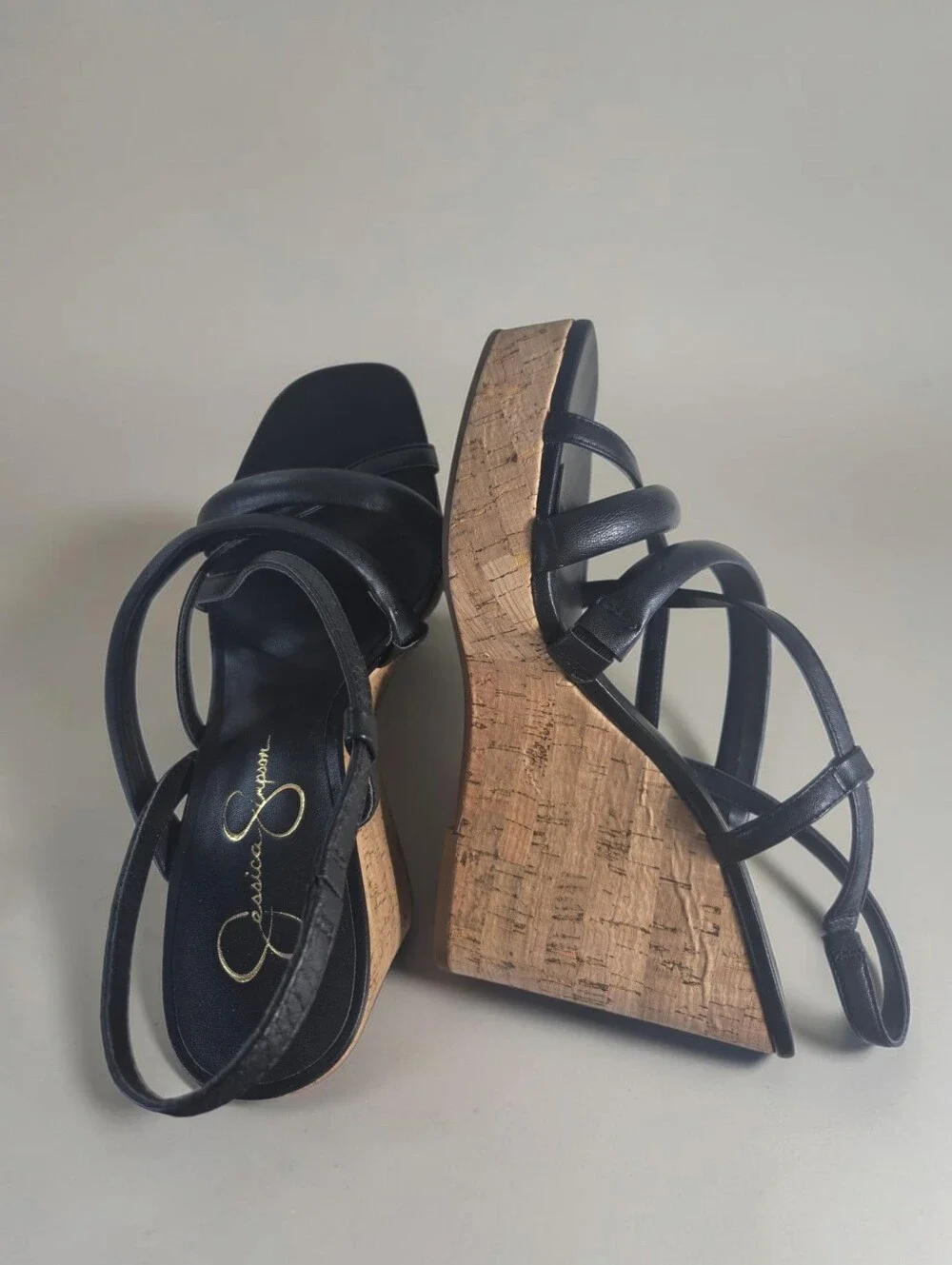 Jessica Simpson Black Crisscross Strap Platform Sandals Size 9